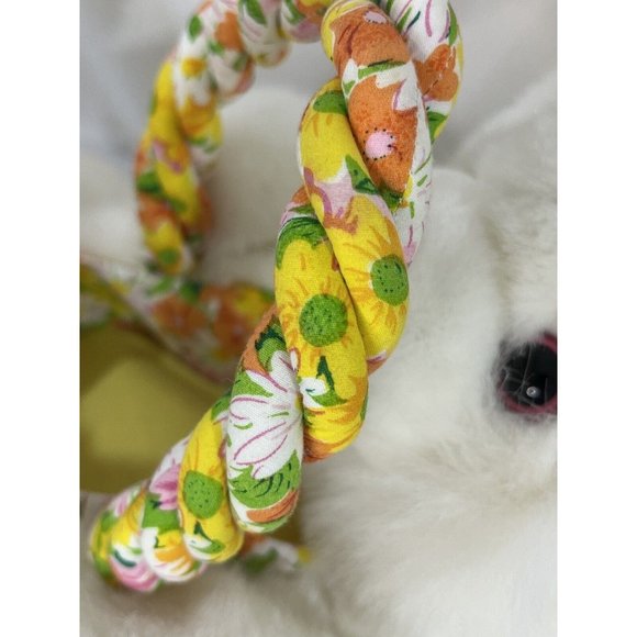 Vintage Kids Of America Plush Bunny Rabbit Easter Basket Polka Dots Floral Daisy - Picture 8 of 16